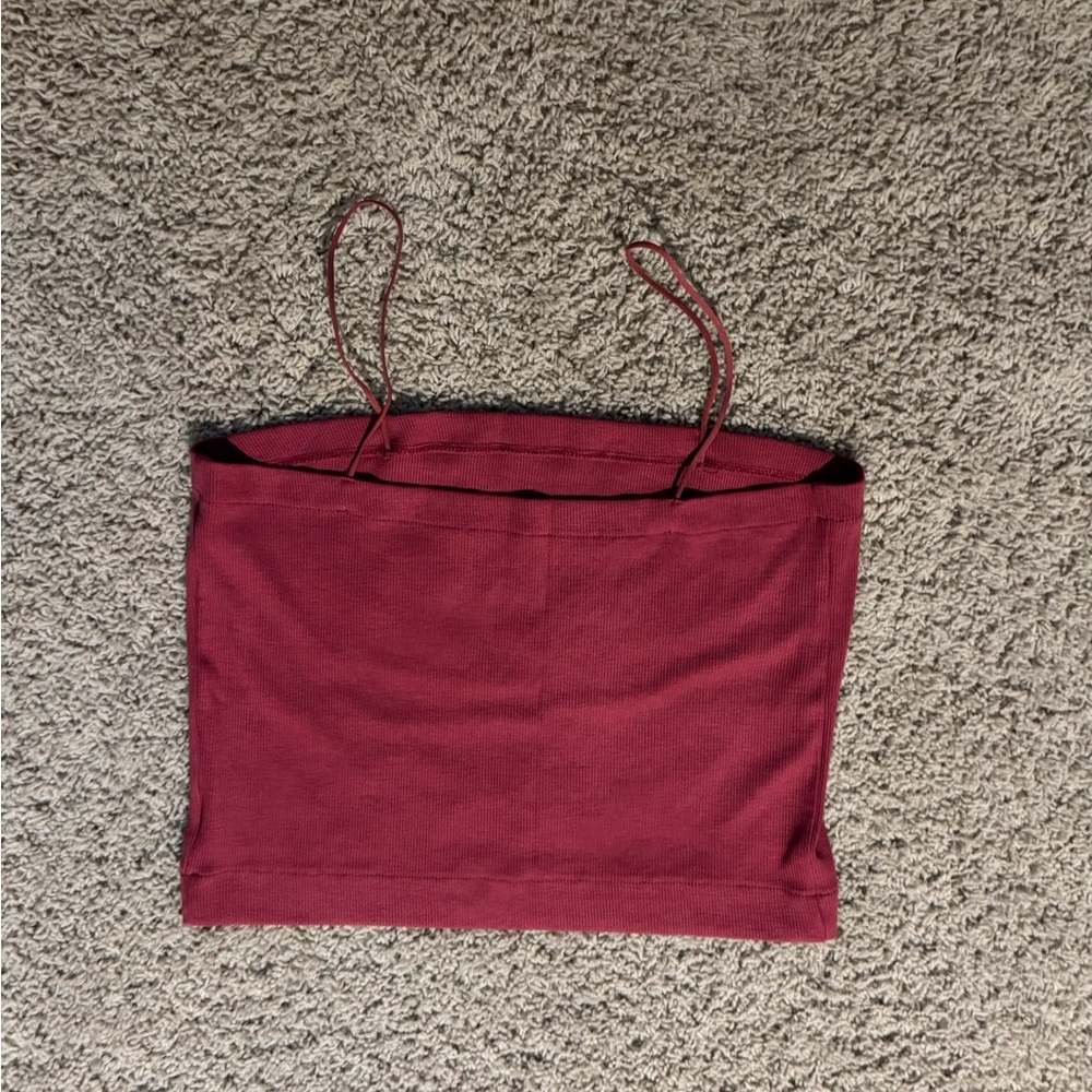 NWT American Eagle Outfitters Maroon Crop Top - Picture 2 of 4